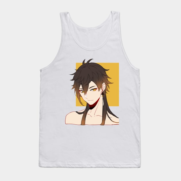 Genshin Impact - Zhongli Long Hair with Background Tank Top by MykaAndSalmon